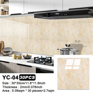 TEMU 30개 쉬운 적용 자체 접착 마블 효과 벽 타일 스티커 - 방수 PVC, 절단 및 분리 가능, 집 개조 장식 벽지, 욕실, 주방, 거실 등에 적합