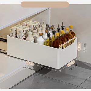 TEMU MELAO 풀아웃 스토리지 랙 & 깊은 캐비닛 정리대 - 주방 용품, 향신료, 절단판을 위한 탄소 스틸 좁은 싱크 바스켓 - 공간 절약형 싱크 아래 캐비닛 솔루션, 주방 스토리지 랙, 공간 절약형 디자인, 튼튼한 구조, 싱크 아래 정리대