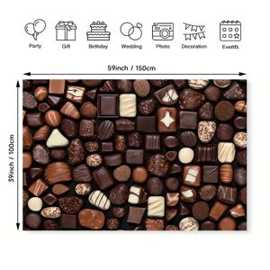 TEMU 1pc 초콜릿 스위트 배경, 생일 파티, 졸업, 무대 장식 - 파티 및 야외 행사에 완벽, 전원 불필요