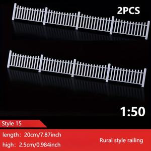 TEMU 2개의 흰색 풍경 모델 정원 미니 레일링 세트, 16가지 다양한 스타일을 선택할 수 있으며, 길이 9-20cm, 높이 2.4-2.5cm로 모델 풍경을 위한 디자인으로 창의적인 사고력을 발휘할 수 있도록 합니다.