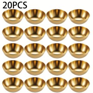 TEMU 스테인리스 스틸 미니 소스 접시 20개 세트, 스시 딥핑 볼, 접시, 치킨 소스/토마토 소스/바베큐 소스 조미료 접시 세트, 식기세척기 사용 가능, 바베큐, 소풍, 야외 파티에 적합