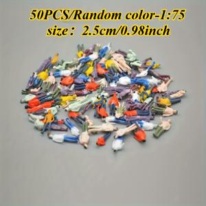 TEMU 50개 미니어처 인형 세트, ABS 플라스틱, 디오라마, 모델 기차 장면, 모래 테이블 디스플레이용 페인트된 인간 모델 - 독성이 없으며 집중력을 강화하며, 18세 이상에게 적합합니다.