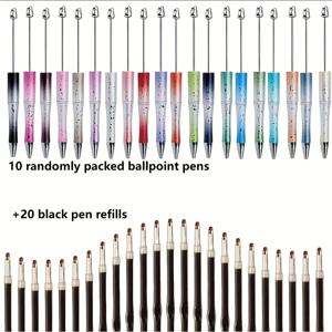 TEMU 30개의 반짝이는 별이 빛나는 하늘 비즈 펜 세트, DIY 볼펜, 스승의 날 선물, 학생 선물 문구류