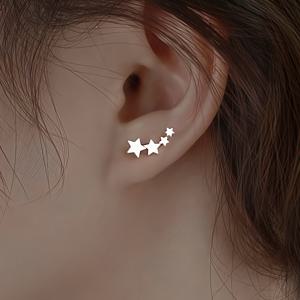 TEMU 안전한 스테인레스 스틸 스텝 귀걸이는 편안하고 다채롭고, 간단하고 우아하며, 고품질의 패션 여성 귀걸이로 일상적인 착용이나 파티, 보석 액세서리, 여성에게 아름다운 선물로 적합합니다.