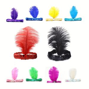 TEMU 10/20개 글램 깃털 헤어밴드, 폴리우레탄 탄성 헤드랩, 반짝이는 시퀸 & 인조 깃털, 다용도 헤어 액세서리, 전기 불필요, 마르디 그라, 어머니날, 프롬, 교사 감사, 사계절용