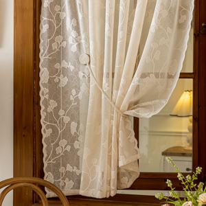 TEMU 1패널 컨트리 여름 레이스 시어 커튼 짧은 밸런스, 거실, 침실, 발코니, 주방, 코티지 및 커튼 장식에 적합한 탑 로드 포켓으로 걸 수 있음