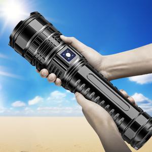 TEMU 4999 초고휘도 전술 플래시라이트, 5가지 모드(스트로브/SOS) 내장 배터리, 타입-C 고속 충전, 8시간 연속 사용, 내구성 ABS+ 본체 - 휴대용 사냥, 캠핑, 비상, 수색 및 구조용