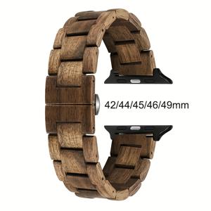 TEMU 블랙 월넛 우드 시계 스트랩, 스타일리시하고 내구성이 뛰어남, Apple Watch용 경량 및 편안함, 스마트워치에 적합, 스마트워치 액세서리, 스마트워치 스트랩