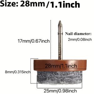 TEMU 가구 다리용 40개 헤비듀티 라운드 펠트 패드 - 미끄럼 방지 바닥 보호대, 부드러운 , 스크래치 및 소음 감소, 손쉬운 못 박기 설치, 검정/갈색/흰색, 5가지 사이즈, 의자, 테이블, 캐비닛에 이상적, 가구 바닥 보호대 | 나일론 가구 패드 | 내구성 있는 펠트 재질, 의자 다리 바닥 보호대