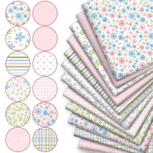 TEMU 12pcs 봄과 여름의 신선한 빛나는 꽃 12종류의 디자인 스타일이 있는 폴리우레탄 패치워크, 패치워크, DIY 공예 프로젝트, DIY 지갑 만들기, 선물 주기, DIY 인형 옷, 가방 만들기, 베개, 120G/Sqm, 9.45*20 인치