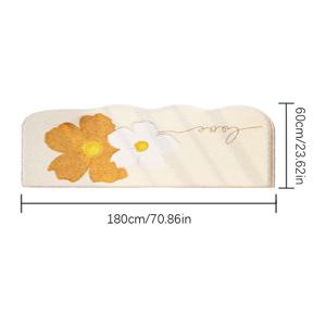 TEMU 플러피 데이지 침실 매트 - 부드러운 플러시 10mm 두께, 미끄럼 방지 비닐 백킹, 세탁기 사용 가능, 베이지색에 오렌지 & 화이트 데이지 디자인, 침실이나 거실 장식에 따뜻함을 더해주는 아늑한 홈 액센트 | 기발한 매트 디자인 | 미끄럼 방지 백킹, 침실용 러그