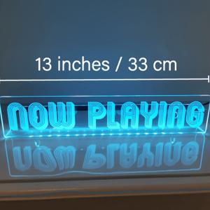 TEMU 백라이트 노우 플레잉 네온 사인 레코드 스탠드 - 벽걸이형 CD/바이닐 디스플레이 선반, 블루 아크릴 미디어 플레이어 홀더, 음악 스튜디오, DJ 세팅용 - 13인치 와이드 레트로 오디오 장비 호환 (나무 없음)