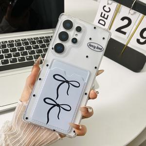 TEMU S22 S23 S24 A26 A36 A56 A42 A52 A72 A73 A33 A70 A25 S25 S21 5G S22 5G S24 S23울트라 충격 방지 내구성 보호 쉘에 적합한 간단한 리본 사진 카드 홀더 모바일 폰 케이스, 패셔너블 스타일, 소프트 풀 커버 보호