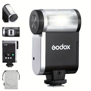 TEMU 카메라용 Godox iA32 미니 플래시 - 8단계 파워 레벨, 1/128-1/1, 자동 및 수동 모드, Fujifilm, Canon, Nikon, Sony와 호환 가능, 핫 슈 마운트, 컴팩트 및 휴대용 사진 액세서리, 사진 플래시 유닛 | 컴팩트 플래시 유닛 | LED 플래시