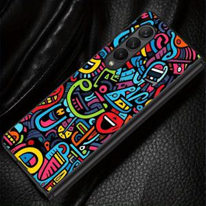 TEMU 삼성 갤럭시 Z 폴드 5 Z 폴드 3 Z 폴드 4 Z 폴드 6 컬러풀 라인 케이스 백커버, 접이식 휴대폰 케이스,스마트폰 액세서리,현대적 미학,트렌디한 패턴,고품질 인쇄,UV 프린팅,삼성 액세서리,모바일 케이스,기술 애호가,스마트폰 소유자