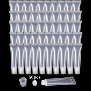 TEMU 30/50개 10ml 빈립글로스튜브, 부드러운 압착형 DIY 메이크업용 투명화장품 컨테이너