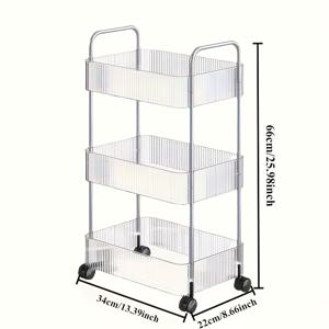 TEMU 모든 계절에 적합한 다기능 아크릴 수납 카트, 360도 회전 바퀴 포함 - 약 10개 아이템 보관 가능, 투명 사무실/침실/욕실/주방 정리함 | 멀티퍼포즈, 바닥 스탠딩, 금속 튜브 및 선반, 실용적인 랙