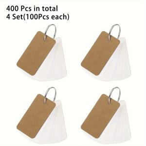 TEMU 바인더 링이 있는 400장의 빈 플래시 카드 - 크라프트 종이에 만든 2.76