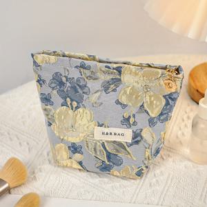 TEMU 1개/2개 세트 다크 골드 엠보싱 여성 여행 화장품 파우치, 클러치 백, 대용량 접이식 화장품 가방, 휴대용 티슈 및 휴대폰 수납 가능, 학생 및 여성을 위한 소형 화장품 가방, 선물