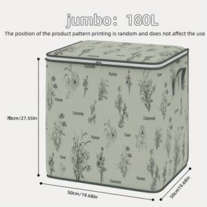 TEMU 대용량 접이식 수납 가방 (강화 손잡이 & 지퍼 포함) - 플로럴 패턴, 튼튼한 부직포 원단, 휴대용 옷장 정리함 (옷 & 겨울용), 침대 밑 수납, 옷장 정리