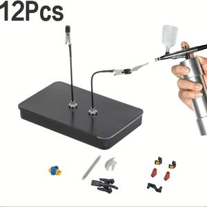 TEMU 12개 자석 에어브러시 브러쉬 홀더 세트, 유연한 금속 클립, 소프트 팁 디자인, 구부릴 수 있는 악어클립, 내구성 ABS 재질, 모델 및 피규어 페인팅 도구용, 블랙 슬라이드 뚜껑 박스 포장