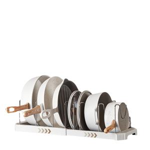 TEMU 냄비, 팬 및 뚜껑을 위한 확장 가능한 주방 정리 랙 - 분리자가 있는 조절 가능한 금속 보관 선반, 흰색 - 베이킹 필수품 및 캐비닛 정리, 주방 보관 솔루션|조절 가능한 선반|내구성 있는 금속 랙, 주방 정리 및 보관