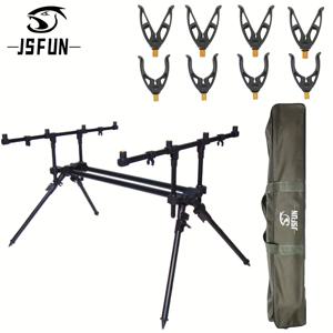 TEMU JSFUN 고품질 알루미늄 합금 유럽 스타일 낚시대 랙, 빠른 접이식 및 접이식, 휴대용 가방, 4점 플랫폼, 긴 거리 캐스팅, 해상 및 은행 낚시용