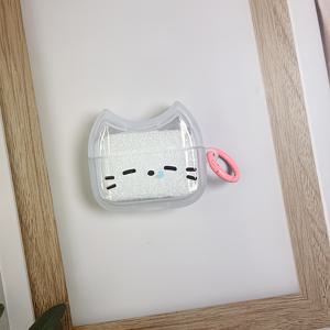 TEMU 1/2/3세대 에어팟 프로2용 귀여운 수면 고양이 케이스 - 키체인 포함 투명 보호 커버, 내구성 있는 PBT 소재, 부드러운 터치 완성, 긁힘 방지 및 충격 방지, 고양이 액세서리