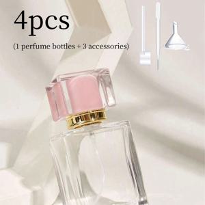 TEMU 4개 세트 향수 스프레이 병, 1 x 50ml 투명 유리 빈 스프레이 병 + 리필용 액세서리 (드롭퍼, 깔때기, 분리 도구 포함), 특수 디자인 대용량 휴대용 화장품 용기, 여행 필수 아이템