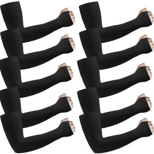 TEMU 10쌍 남성용 쿨링 암 슬리브 (엄지 구멍 포함) - 러닝, 하이킹, 마라톤용 흡습 통기성 소재 - 블랙 & 화이트, 스포츠 디자인, 유연한 재질, 러너 기어|쿨토시