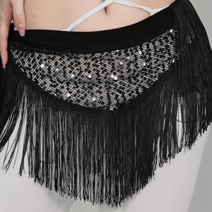 TEMU 새로운 배춧밥 댄스 힙 스카프, 시퀀스와 태슬이 있는 허리 체인, 동양 댄스 연습, 무대 공연, 재즈 댄스, 할로윈|댄스복