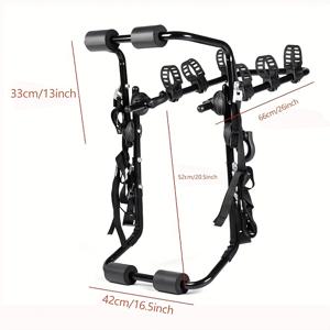 TEMU 차량 트렁크용 헤비 듀티 철제 자전거 거치대 - 조절 가능한 후면 장착 시스템, 3대 자전거 호환, SUV, 세단 및 웨건용 튼튼한 걸이형 랙