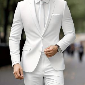 TEMU 남성용 클래식 비즈니스 정장 투피스, 솔리드 컬러 + 포켓 미개봉 팬츠, 웨딩, 면접, 파티 및 모임을 위한 패셔너블한 정장, 남성용 파티웨어,전문가용 면접복,비즈니스 정장 세트,남성용 투피스 수트,단색 디자인,전통적인 스타일,드라이클리닝만 가능,포켓 디테일링,결혼식 참석자,전문 남성용