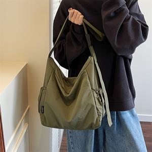 TEMU 메인랜드 여성용 경량 나일론 크로스바디 백 - 조절 가능한 스트랩 & 지퍼 클로저, 생기 넘치는 옐로우, 다양한 색상, 내구성 있는 폴리에스터 안감, 캐주얼 및 프로페셔널 사용 가능, 다재다능한 패션 액세서리, 안전한 지퍼백