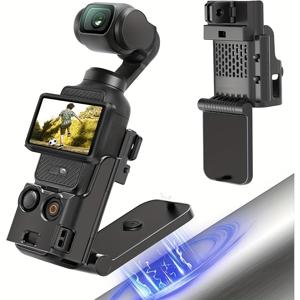 TEMU DJ Osmo Pocket 3용 마그네틱 마운트 스탠드, 업그레이드된 포켓3 액세서리 어댑터 클램프 자석 흡착 케이스 홀더, 데스크탑 및 수직 표면 사용 가능, 조절 핸들, 보호 쉘 포함, 블랙