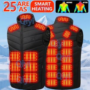 TEMU 남성용 전기 가열 조끼 (25개 가열 구역 & 4개 컨트롤 스위치) - 카본 파이버 보온 재킷, 3단계 온도 조절, 스키, 낚시, 하이킹용 겨울 스포츠 코트 - 스탠드 칼라, 지퍼 클로저, 유럽 사이즈 (파워 제외), 남성용 조끼, 작업조끼