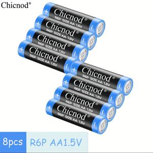 TEMU CHICNOD AA 1.5V 고성능 탄소 아연 배터리 8팩 - 원용 일회용, 리모컨/무선 마우스/키보드, 손전등, 계산기, MP3 플레이어, 카메라용 내구성 및 신뢰성, 장시간 사용 가능, 기기 필수품, 균일한 외관, 효율적 에너지, 비충전식 배터리, 사무용품, 표준 사이즈, 하이퍼포먼스 배터리, 가제트 사용자|계산기