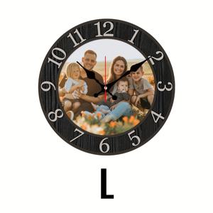 TEMU 맞춤형 사진 벽시계 - 개인화된 나무 프레임, 현대적인 둥근 디자인, 배터리 작동 (AA 포함되지 않음), 조용한 틱음 없음, 거실 및 침실 장식에 이상적, 시계 벽 장식