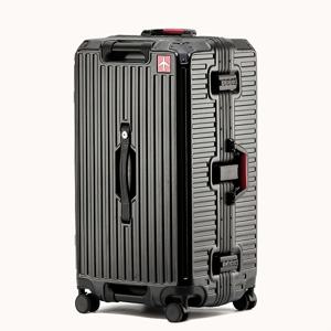 TEMU 360° 스피너 휠 & TSA 잠금장치가 있는 알루미늄 프레임 하드쉘 캐리어 - 내구성 ABS+PC 소재, 조절 가능한 텔레스코픽 핸들, 강화 코너, 대용량 여행 가방, 그레이/화이트/블랙, 스크래치 방지 외부