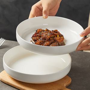 TEMU 세라믹 대형 얕은 파스타 볼 - 전자레인지 및 식기세척기 사용 가능, 국, 파스타, 샐러드용 원형 낮은 볼 - 부드러운 모서리의 내구성 있는 주방 식탁 접시, 파스타 서빙 볼, 국 서빙 볼, 모던 주방용품, 홈 쿡, 국 애호가