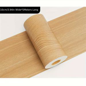 TEMU 1롤 리얼리스틱 나무 무늬 방수 비닐 패치 스티커 - 문, 캐비닛, 가구, 테이블, 의자용 셀프 접착식 얇은 가장자리 커버 - DIY 홈 데코, 쉬운 적용, 내구성 & 탈부착 가능