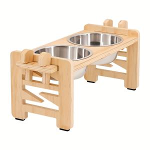 TEMU 고양이와 강아지를 위한 높낮 조절 가능한 강아지 밥그릇 스탠드, 2개의 스테인리스 접시가 있는 튼튼한 애완동물 사료 그릇