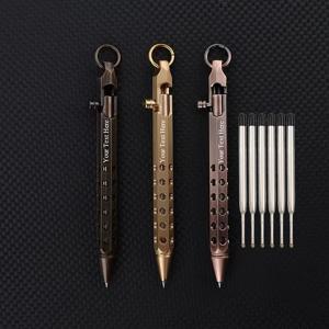 TEMU 3개 리필 또는 3개 펜이 포함된 맞춤형 가죽 펜 홀더. 솔리드 브래스 EDC 펜, 리필과 클립이 있는 6면 포켓 전술 펜, 비즈니스 또는 생일 선물에 이상적입니다.