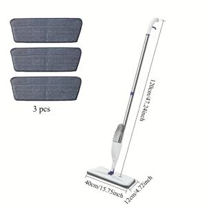 TEMU 4개 세트 다용도 마이크로파이버 스프레이 걸레 - 재사용 가능한 패드 포함, 하드우드/라미네이트/타일/세라믹 바닥 청소에 적합, 주방·욕실·거실용 긴 손잡이 및 걸레패드 제공|물걸레청소기