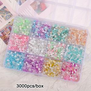 TEMU 3000/6000개 12/24-구 컬러풀 반투명 유리 비즈 혼합 DIY 핸드메이드 팔찌 목걸이 액세서리 세트, 우정팔찌, 키체인 참 장식 등 제작용, 공예 소품 패션 선물