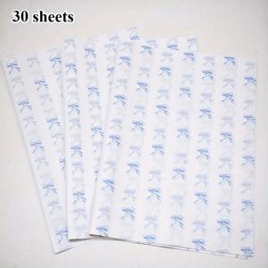 TEMU 30/100장 블루 리본 패턴 티슈 페이퍼 - 20x14인치 장식용 왁스/폴리머 코팅, 선물 포장 및 깨지기 쉬운 물품 보호, 흡습성 - 크리스마스 파티 , 휴일 장식, 로맨틱 테마, 고급 포장재, 내구성 있는 코팅, 이벤트 용품, 세련된 포장