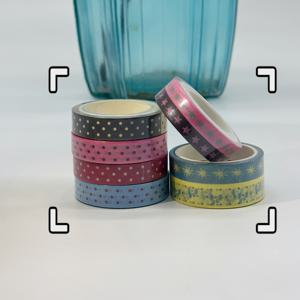 TEMU 7팩 도트와 별 와시 테이프 - 일기장 및 다이어리 장식용 귀여운 멀티컬러 패턴, 잔여물 없이 제거 가능