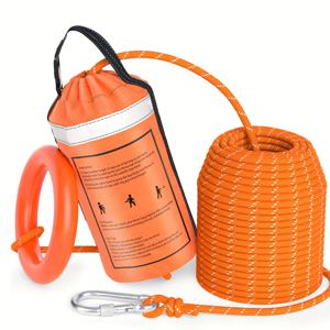 TEMU 50/98피트 워터 레스큐 스로우 백, 카약용 반사 플로팅 스로우 백, 낚시 및 보트용 고가시성 비상 로프