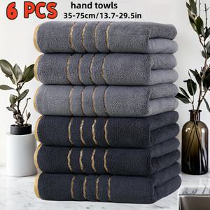 TEMU 6pcs 럭셔리 목욕 타월 세트 - 골드 장식 모던 디자인, 직사각형 마이크로파이버 스파 타월, 홈, 스파, 크리스마스 & 선물용 - 우아한 목욕 필수품