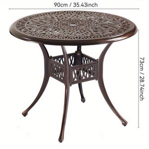 TEMU 야외 가구용 사계절형 캐스트 알루미늄 패티오 세트, 테이블 1개/의자 2개, Umbrella Hole 포함 - 정원 /데크/ 타버너/ 테라스에 적합한 뒷마당/발코니/펍/바 (레드 커퍼)